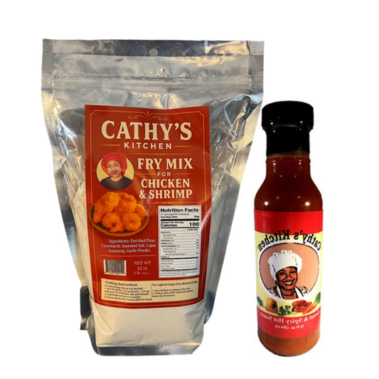 Cathy’s Kitchen Fry Mix + Sweet & Spicy Hot Sauce (Best Seller Combo - Save 10% Now)